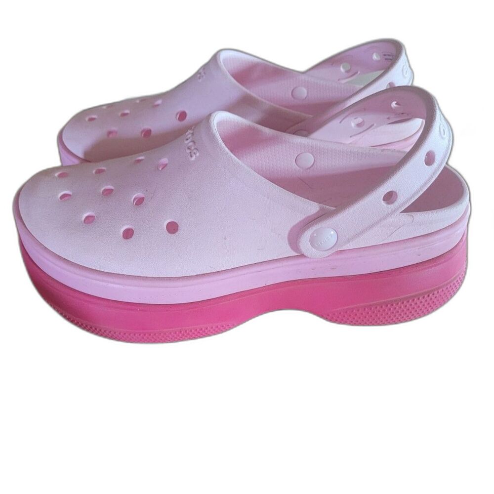 Crocs Classic Platform Clogs Women's Sz 9 Hot Pink Pale Pink Lightweight Comfort